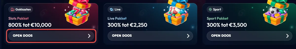 Knop Open doos bij het Slots Pakket op de promotiepagina