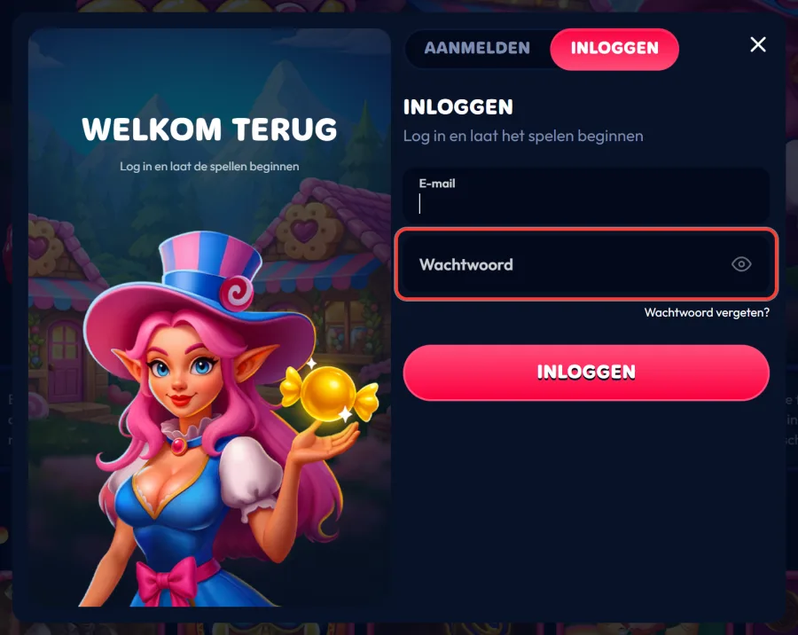 Wachtwoordveld met oogje om het wachtwoord te tonen